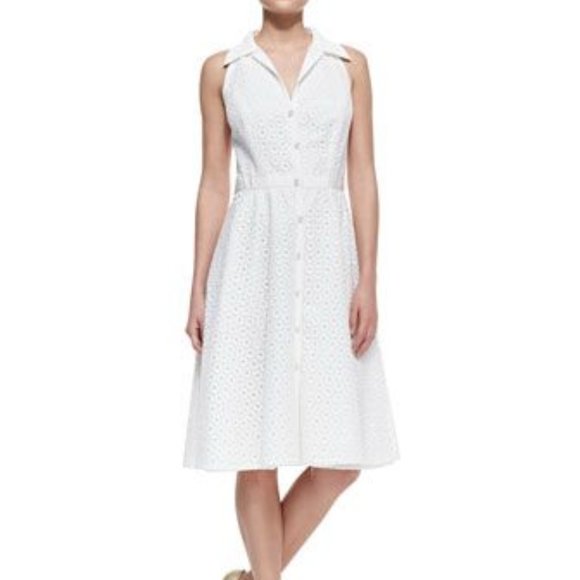 Carmen Marc Valvo Dresses & Skirts - Carmen Marc Valvo White Eyelet Shirtdress